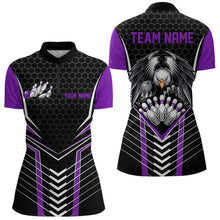 Load image into Gallery viewer, Custom Black And Purple Eagle Bowling Jerseys, Bowling Team Women Quarter-Zip Shirts IPHW8749