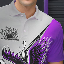 Load image into Gallery viewer, Custom Purple Eagle Bowling Team Men Polo Shirts, Eagle Bowling League Shirt Bowlers Outfit IPHW8756