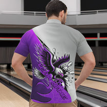 Load image into Gallery viewer, Custom Purple Eagle Bowling Team Men Quarter-Zip Shirts, Eagle Bowling League Shirt Bowlers Outfit IPHW8756
