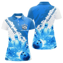 Load image into Gallery viewer, Blue Flame Strike Bowling Custom Team Shirts For Women, Bowler Outfit Bowling Team Jersey IPHW6255