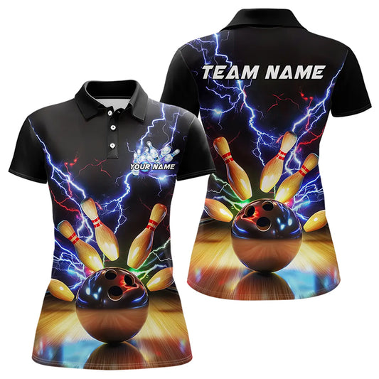 Custom Thunder Lightning Bowling Polo Team Shirts For Women, Colorful Bowling Jerseys IPHW8052
