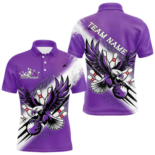 Custom Purple Eagle Bowling Jerseys, Eagle Bowling Men Polo Shirts Team Uniform Bowlers Outfit IPHW8788