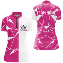 Load image into Gallery viewer, Pink Geometric Custom Ladies Bowling Team Shirts, Bowling Jerseys For Bowlers IPHW6265