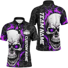 Load image into Gallery viewer, Custom Flaming Skull Team Bowling Shirts For Men, Halloween Bowling Jerseys | Purple IPHW5181