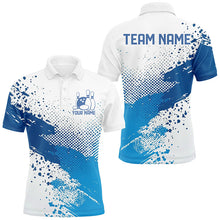 Load image into Gallery viewer, White And Blue Custom Bowling Team Shirts For Men, Bowling League Shirt Bowling Uniform IPHW7645