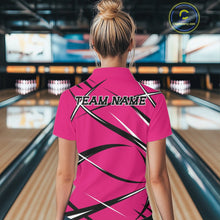Load image into Gallery viewer, Custom Pink Bowling Jerseys, Bowling Team Tournament Quarter-Zip Shirts For Women IPHW11414