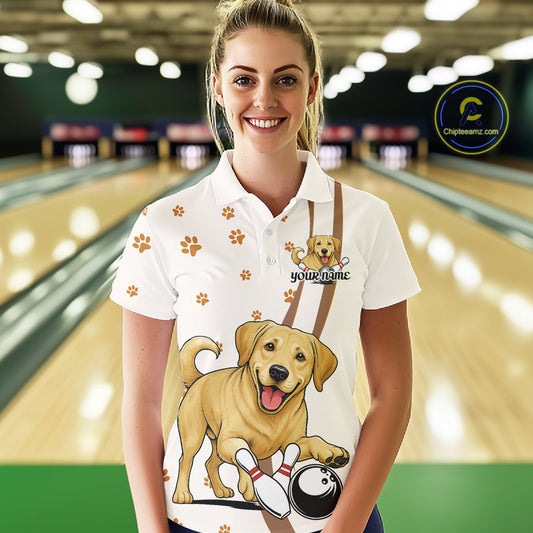 Custom Funny Labrador Retriever Dog Women Bowling Team Shirt, Dog Lovers Bowling Uniform IPHW10208