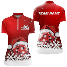 Load image into Gallery viewer, Red Snowflake Custom Christmas Bowling Shirts For Women, Santa Bowling Team Outfit Shirt IPHW7864