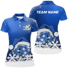 Load image into Gallery viewer, Blue Snowflake Custom Christmas Bowling Shirts For Women, Santa Bowling Team Outfit Shirt IPHW7865