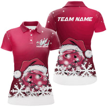 Load image into Gallery viewer, Pink Snowflake Custom Christmas Bowling Shirts For Women, Santa Bowling Team Outfit Shirt IPHW7866