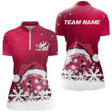 Load image into Gallery viewer, Pink Snowflake Custom Christmas Bowling Shirts For Women, Santa Bowling Team Outfit Shirt IPHW7866