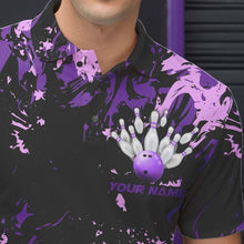 Load image into Gallery viewer, Black, Purple And Pink Custom Bowling Team Men Polo Shirts, Bowling Ball And Pin Jerseys IPHW8796