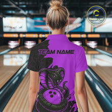 Load image into Gallery viewer, Custom Black And Purple Cobra Snake Bowling Women Quarter-Zip Shirts Team Uniform IPHW9033