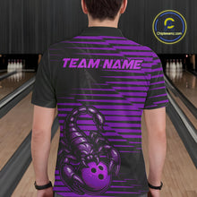 Load image into Gallery viewer, Custom Black And Purple Scorpion Bowling Team Polo Shirts For Men, Bowling League Shirt IPHW9035