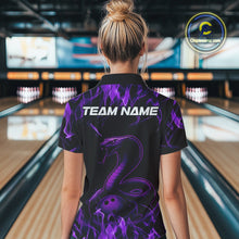 Load image into Gallery viewer, Custom Black And Purple Flame Cobra Snake Bowling Women Quarter-Zip Shirts, Team Shirt IPHW9041