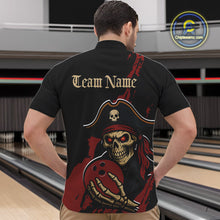 Load image into Gallery viewer, Custom Black And Red Pirate Bowling Men Quarter-Zip Shirts, Bowling Team Bowling League Shirt IPHW9048