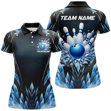 Load image into Gallery viewer, Custom Blue Icy Bowling Shirts For Women, Icy Crystaline Bowling Team Shirt Bowler Outfits IPHW7892