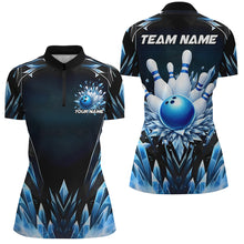 Load image into Gallery viewer, Custom Blue Icy Bowling Shirts For Women, Icy Crystaline Bowling Team Shirt Bowler Outfits IPHW7892