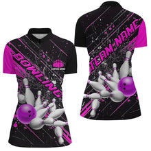 Load image into Gallery viewer, Pink Purple Strike Bowling Custom Team Shirts For Women, Bowling League Outfits For Bowler IPHW6337