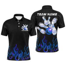 Load image into Gallery viewer, Custom Blue Flame Bowling Shirts For Men, Personalized Bowling Team Shirts IPHW7378