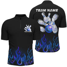 Load image into Gallery viewer, Custom Blue Flame Bowling Shirts For Men, Personalized Bowling Team Shirts IPHW7378