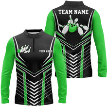 Load image into Gallery viewer, Black And Green Custom Bowling Jerseys Bowling Team Shirt For Men, Bowling Uniform With Name IPHW7912