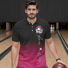 Load image into Gallery viewer, Custom Black And Pink Skull Valentines Day Couple Bowling Polo Shirts For Men IPHW8341