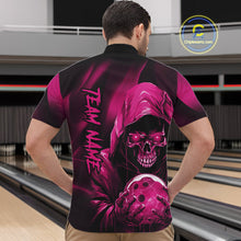 Load image into Gallery viewer, Pink Bowling Grim Reaper Custom Men Bowling Quarter-Zip Shirts Skull Bowling Team Jerseys IPHW10697