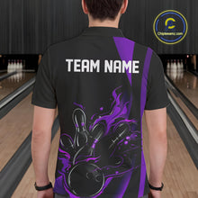 Load image into Gallery viewer, Custom Purple Flame Bowling Polo Shirts For Men, Striking Fire Jerseys Team Uniform IPHW9087