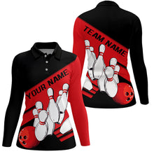 Load image into Gallery viewer, Black And Red Custom Bowling Shirts For Women, Bowling League Shirt Bowling Team Uniform IPHW7919