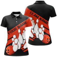 Load image into Gallery viewer, Black And Orange Custom Bowling Shirts For Women, Bowling League Shirt Bowling Team Uniform IPHW7920