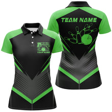 Load image into Gallery viewer, Black And Green Custom Vintage Ladies Bowling Shirts, Classic Bowling League Shirt For Team IPHW7704