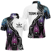 Load image into Gallery viewer, Pink Purple Blue Flame Ball Custom Bowling Team Men Polo Shirts, Fire Bowling League Shirt IPHW8864