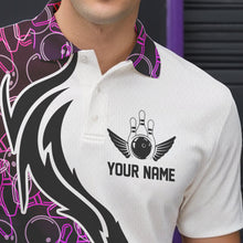 Load image into Gallery viewer, Blue Purple Pink Bowling Pattern Custom Bowling Team Men Polo Shirts, Bowling League Shirt IPHW8869