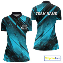 Load image into Gallery viewer, Custom Black And Blue Splatter Halftone Women Bowling Quarter-Zip Shirts Bowling Jersey IPHW11443