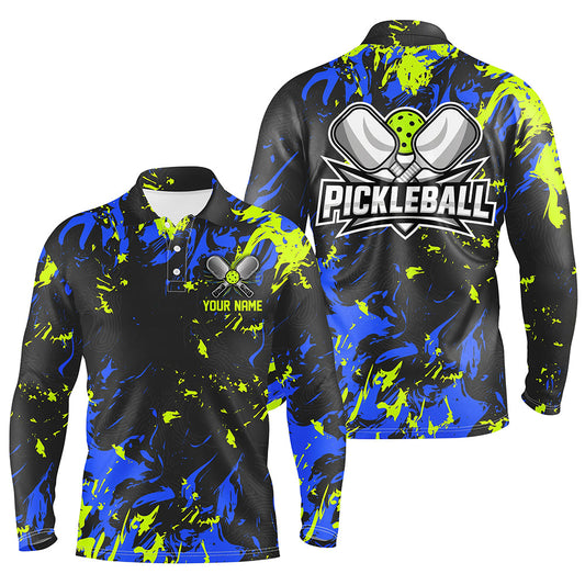 Green And Blue Custom Pickleball Team Shirts, Custom Pickleball Polo Shirts For Men IPHW6917