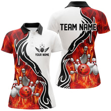 Load image into Gallery viewer, Custom Red Flame Bowling Polo Shirts For Men, Bowling Team Jerseys Bowler Outfit IPHW5214