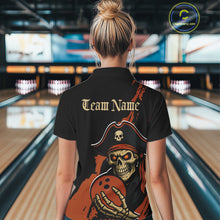 Load image into Gallery viewer, Custom Black And Orange Pirate Bowling Women Shirt, Pirate Bowling Team Jerseys IPHW10709