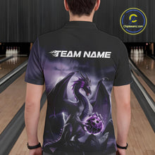 Load image into Gallery viewer, Custom Black And Purple Thunder Lightning Dragon Bowling Men Polo Shirts, Team Outfit IPHW9098