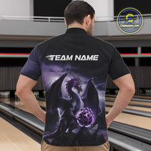 Load image into Gallery viewer, Custom Black And Purple Thunder Lightning Dragon Bowling Men Quarter-Zip Shirts, Team Outfit IPHW9098