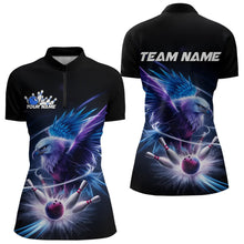 Load image into Gallery viewer, Custom Eagle Bowling Team Womens Quarter-Zip Shirts, Bowling Tournament Shirt Bowler Outfit IPHW8560