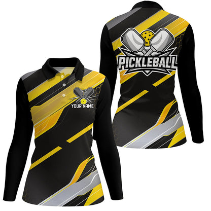 Custom Ladies Pickleball Polo Shirts, Outdoor Pickleball Outfits For Players | Yellow IPHW6929