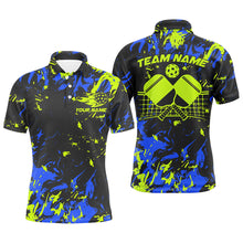 Load image into Gallery viewer, Blue And Green Custom Pickleball Team Shirts For Men, Pickleball Polo Shirts Team Outfits IPHW7445