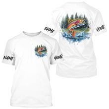 Load image into Gallery viewer, Watercolor Rainbow Trout Fishing Custom Long Sleeve Fishing Shirts, Trout Tournament Fishing Shirt IPHW7963