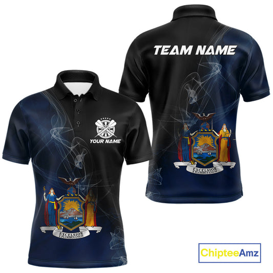 Custom Smoke Flame New York Flag Patriotic Darts Shirt For Men, Dart League Team Jerseys IPHW10742