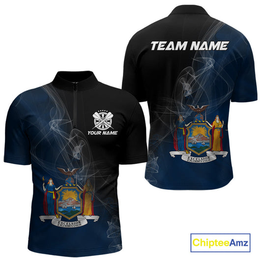Custom Smoke Flame New York Flag Patriotic Darts Shirt For Men, Dart League Team Jerseys IPHW10742