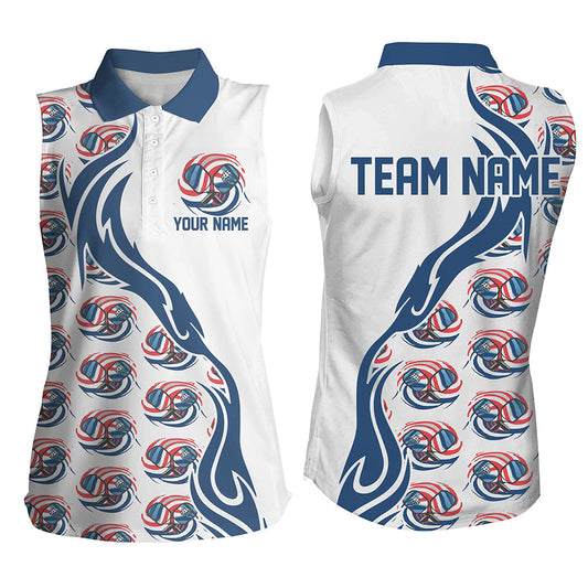 Custom American Flag Patriotic Pickleball Polo Shirts For Women, Us Flag Pickleball Jerseys IPHW6937