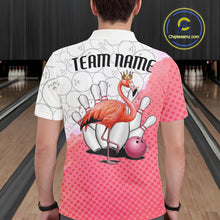Load image into Gallery viewer, Pink Flamingo Custom Bowling Shirts For Men, Bowling Pattern Bowling Team League Shirt IPHW7733