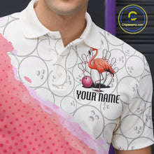 Load image into Gallery viewer, Pink Flamingo Custom Bowling Shirts For Men, Bowling Pattern Bowling Team League Shirt IPHW7733