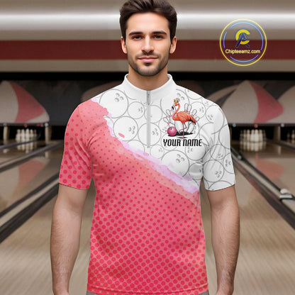 Pink Flamingo Custom Bowling Shirts For Men, Bowling Pattern Bowling Team League Shirt IPHW7733